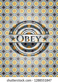 Obey arabesque emblem. arabic decoration.