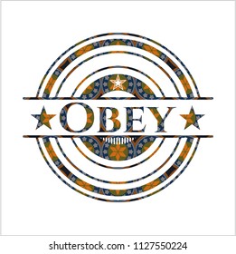 Obey arabesque emblem background. arabic decoration.