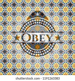 Obey arabesque style badge. arabic decoration.