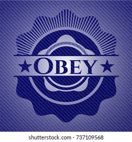 Obey badge with denim texture