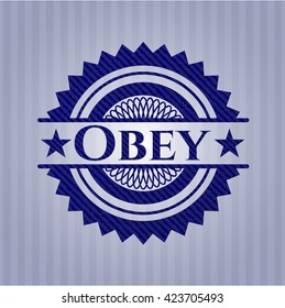 Obey badge with jean texture