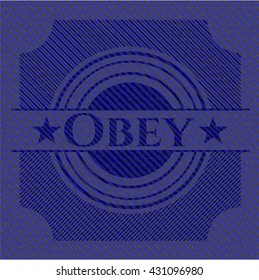 Obey badge with jean texture