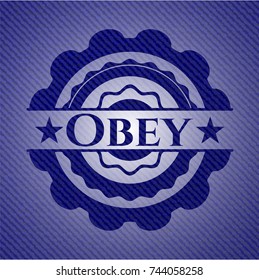 Obey badge with jean texture