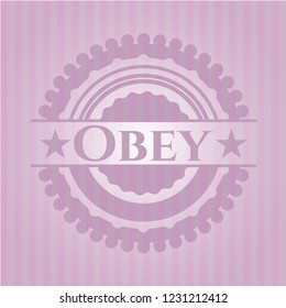 Obey badge with pink background