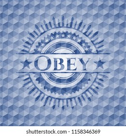 Obey blue hexagon emblem.