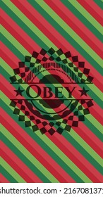 Obey christmas emblem background. Vector Illustration. Detailed. 