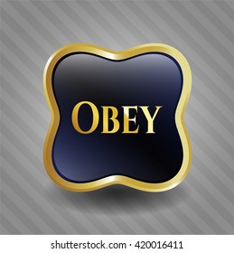 Obey gold shiny badge