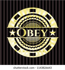 Obey golden emblem or badge