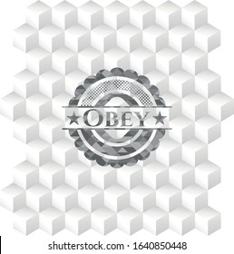 Obey grey emblem with cube white background