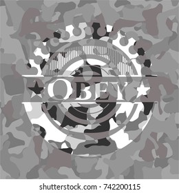 Obey on grey camouflaged pattern