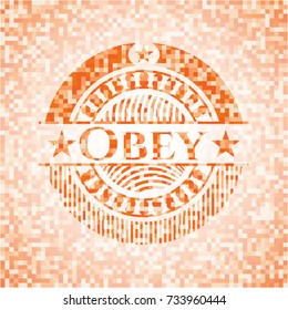 Obey orange mosaic emblem