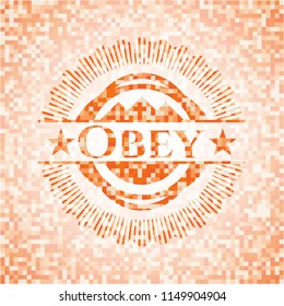 Obey orange mosaic emblem with background