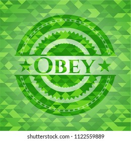 Obey realistic green mosaic emblem