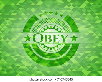 Obey realistic green mosaic emblem