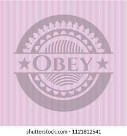 Obey retro style pink emblem