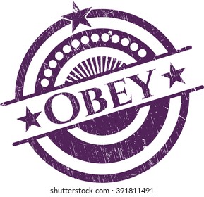 Obey rubber stamp with grunge texture