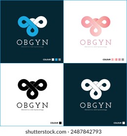 OBGYN obstetrics and gynecology clinic modern logo set template design