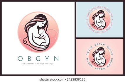 clínica de obstetricia y ginecología OBGYN diseño de plantillas para el logotipo del embarazo de madres y bebés para marca o empresa y otros