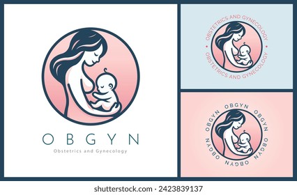 OBGYN obstetrics and gynecology clinic mom and baby pregnancy logo template design for brand or company and other