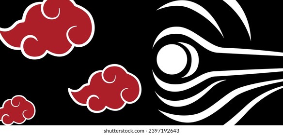 obito mask pattern with red clouds wallpaper black background