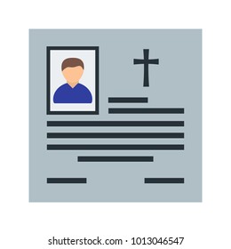 Obituary ,funeral, cross icon