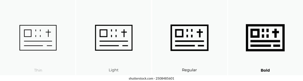 obituary icon. Thin, Light Regular And Bold style design isolated on white background