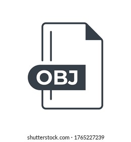 OBJ File Format Icon. OBJ extension filled icon.