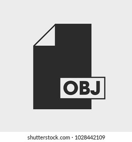 OBJ file format Icon on gray Background. 