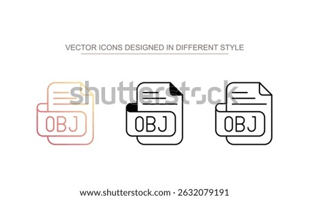 Obj File icon design with white background stock illustration