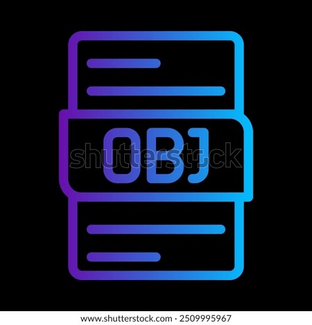 Obj file type gradient icon. format, extension, document files symbol icons. vector illustration.