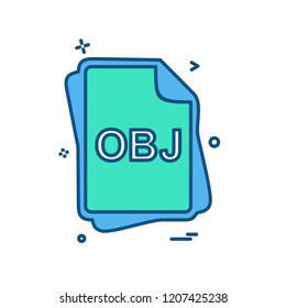 OBJ file type icon design vector
