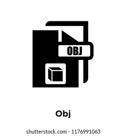 Obj icon vector isolated on white background, logo concept of Obj sign on transparent background, filled black symbol