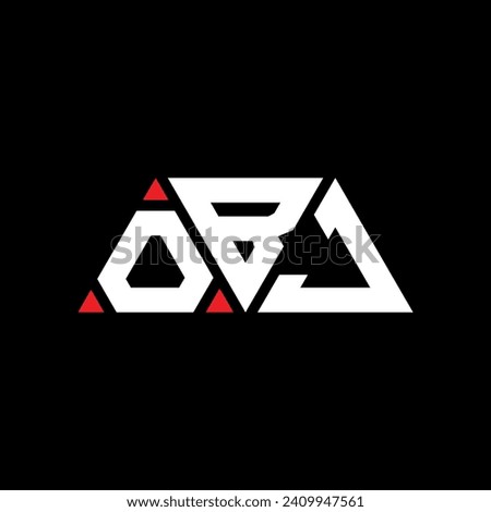 OBJ triangle letter logo design with triangle shape. OBJ triangle logo design monogram. OBJ triangle vector logo template with red color. OBJ triangular logo Simple, Elegant, and Luxurious design.