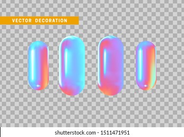 object 3d hollow capsule shapes gradient hologram color