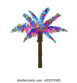 Object abstract rainbow palm tree. Vector