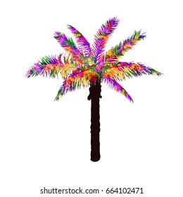 Object abstract rainbow palm tree. Vector