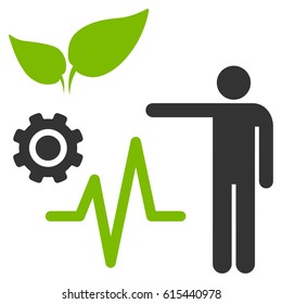 Object Analysis vector icon. Flat bicolor eco green and gray symbol. Pictogram is isolated on a white background. Designed for web and software interfaces.
