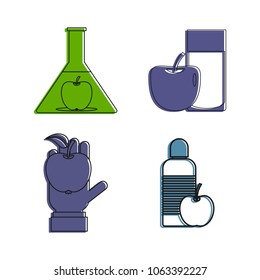 Object and apple icon set. Color outline set of object and apple vector icons for web design isolated on white background