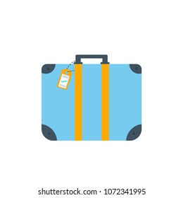 Object of baggage, luggage, suitcase isolated on white background. Flat style vector illustration. Set of tourism and traveling icons with voyage packing and handbag.
