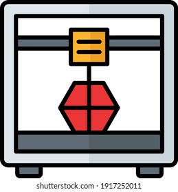 Objeto formado por PLA con diseño de iconos de color vectorial de deposición de polímero fundido, cabeza de impresora 3D Concepto, símbolo de fabricación aditiva