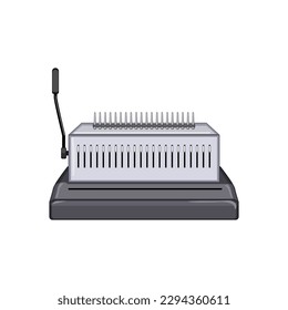 object binding machine cartoon. publishing print, equipment business object binding machine sign. isolated symbol vector illustration