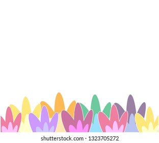 The object at the bottom of the artboard: bouquet of tulips close-up. Vector illustration.