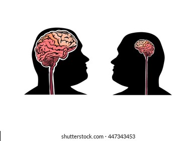 object brain. smart and stupid men. Head silhouette. Vector