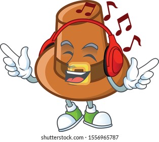 Object brown pilgrim hat with character listening music
