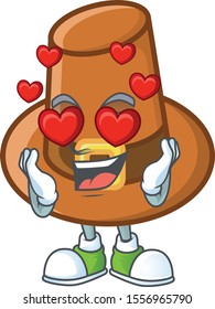 Object brown pilgrim hat with character in love