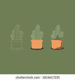 object of cactus and pot, with vintage colour