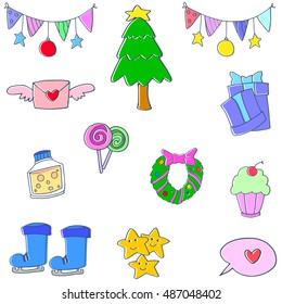 Object christmas doodles vector art collection stock