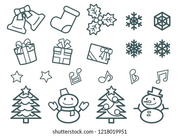 Object of Christmas - only line drawing -