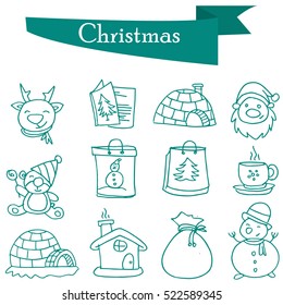 Object Christmas set icons of illustration