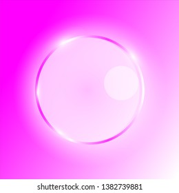 "Object, clear circle, abstract,Sparkling light around the circle with pink background.vector illustration."